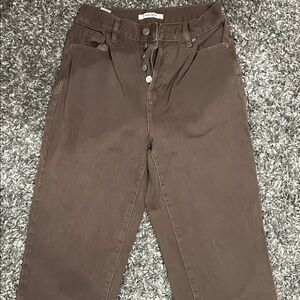 Brown Button-Fly Pants